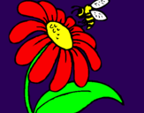 Desenho Margarida com abelha pintado por mannu
