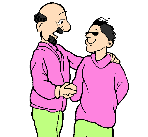 Pai e filho apertam a mão