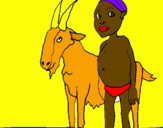 Desenho Cabra e criança africana pintado por bruno47