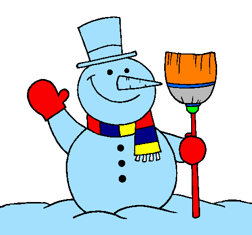 Desenho boneco de neve com vassoura pintado por michel y alondraY IARA