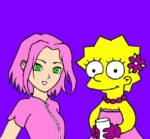 Desenho Sakura e Lisa pintado por arthur
