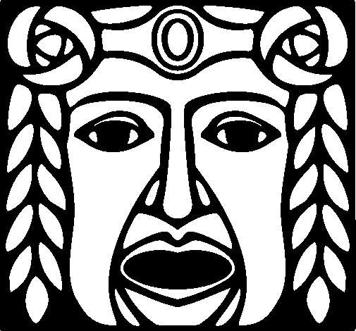 Desenho Máscara Maia pintado por povo