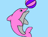 Desenho Golfinho a jogar com uma bola pintado por gata