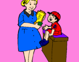 Desenho Enfermeira e menino pintado por marco antonio
