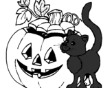 Desenho Abóbora e gato pintado por kauan