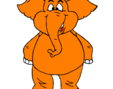 Desenho Elefante contente pintado por Elefante laranja