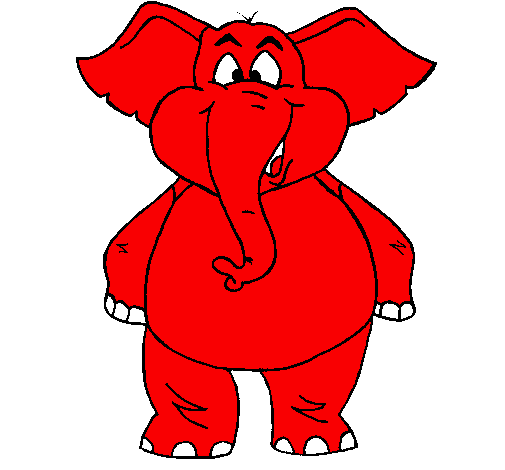 Desenho Elefante contente pintado por Elefante vermelho