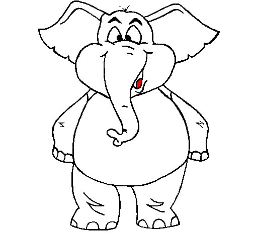 Desenho Elefante contente pintado por Elefante branco