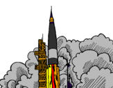 Desenho Lançamento foguete pintado por çal