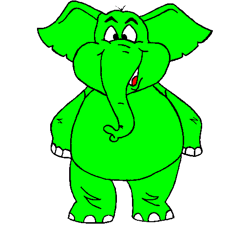Desenho Elefante contente pintado por Elefante verde
