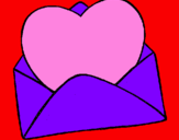 Desenho Coração num envelope pintado por bia de souza