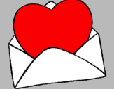 Desenho Coração num envelope pintado por day