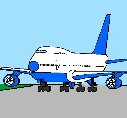 Desenho Avião em pista pintado por renan aviao da azul