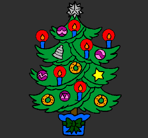 Desenho Árvore de natal com velas pintado por nathy e vovo ro