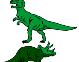 Desenho Tricerátopo e tiranossauro rex pintado por ggaabbrriieell