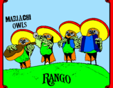 Desenho Mariachi Owls pintado por os mexicanos