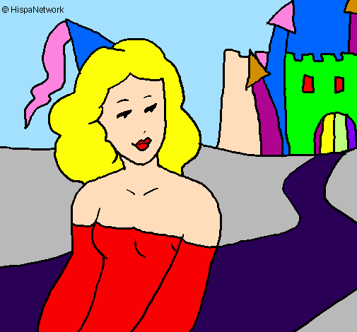 Desenho Princesa e castelo pintado por monalisa
