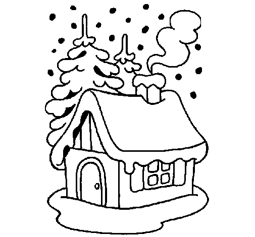 Desenho Casa na neve pintado por maria