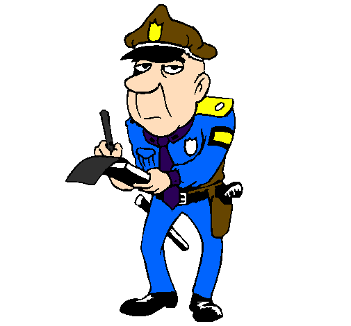Desenho Polícia a passar multas pintado por policial