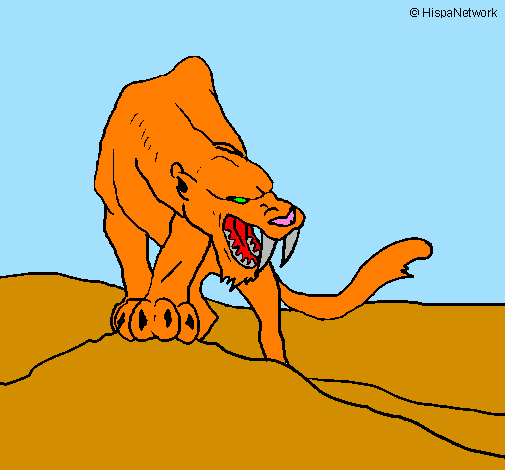 Desenho Tigre com dentes afiados pintado por dragon ball z