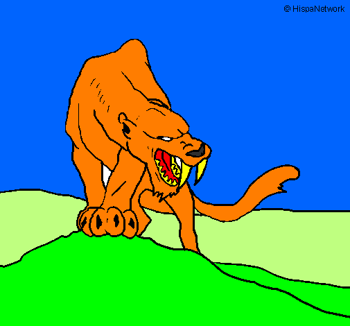 Desenho Tigre com dentes afiados pintado por  tigre dente de sabre