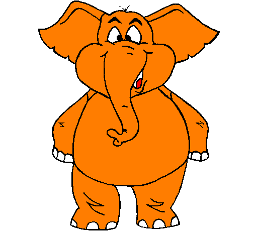 Desenho Elefante contente pintado por Elefante cor de laranja