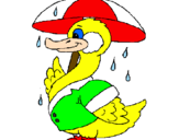Desenho Pato sob a chuva pintado por edineia v.m