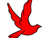Desenho Pomba da paz a voar pintado por vermelho