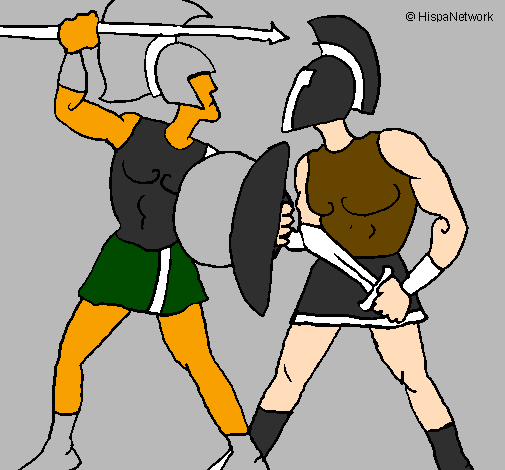Desenho Luta de gladiadores pintado por lutas