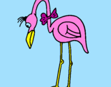 Desenho Flamingo com passarita pintado por joão  lucas  moraes mello