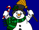 Desenho Boneco de neve com cachecol pintado por helen 