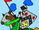 Desenho Cavaleiro a cavalo pintado por cava