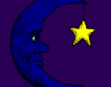 Desenho Lua e estrela pintado por caroline linda