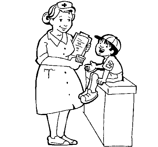 Desenho Enfermeira e menino pintado por vania