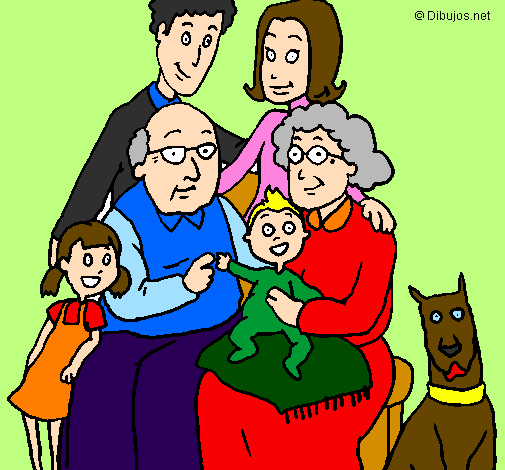 Desenho Família pintado por familia reunida