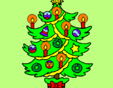 Desenho Árvore de natal com velas pintado por maria