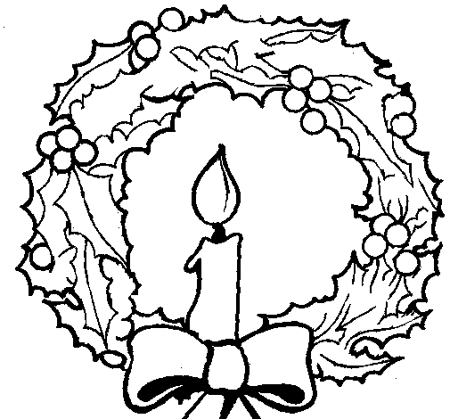 Desenho Coroa de natal e uma vela pintado por isabela