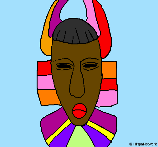 Desenho Máscara africana pintado por Yasmim Andrade 