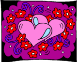 Desenho Corações e flores pintado por luluzinha