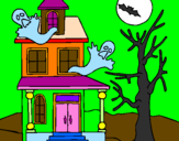 Desenho Casa do terror pintado por julia gata toda