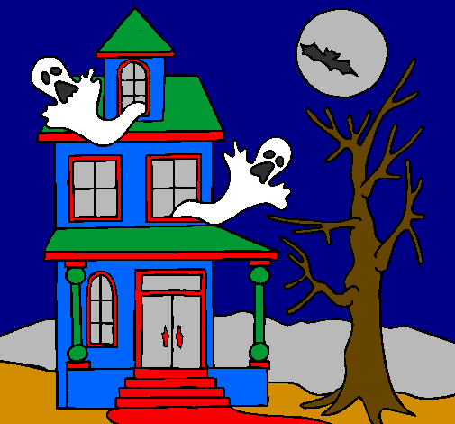 Desenho Casa do terror pintado por Maria