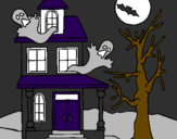 Desenho Casa do terror pintado por beatriz