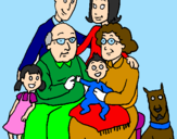 Desenho Família pintado por maria  julia