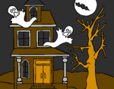 Desenho Casa do terror pintado por Isabelle