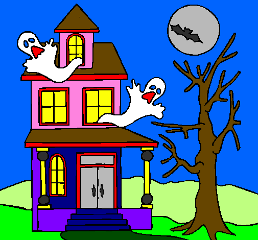 Desenho Casa do terror pintado por arthur