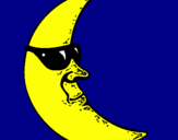 Desenho Lua com óculos de sol pintado por ana claudia