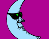 Desenho Lua com óculos de sol pintado por cauã alberto