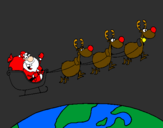 Desenho Pai Natal a distribuir presentes 3 pintado por eder f