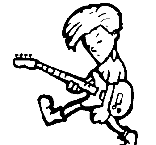 Desenho Menino roqueiro pintado por musica rock