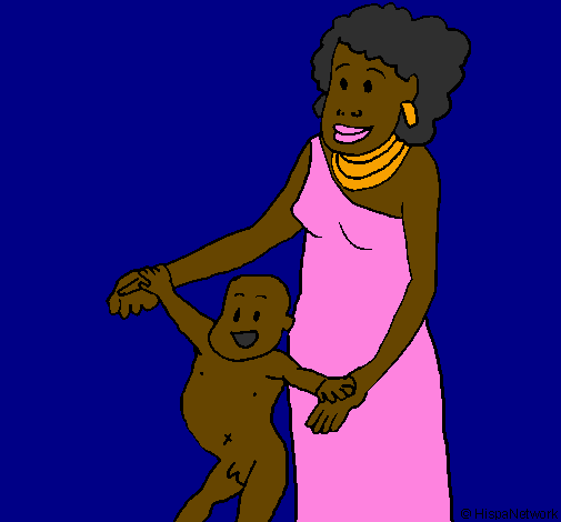 Desenho Mãe e filho da Guiné pintado por caro*